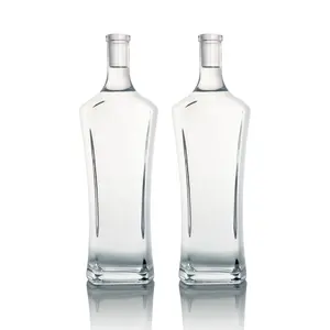 Luxury Empty Custom Bulk Gin Rum 750ml High End Clear Wine Liquor Whisky Glass Bottle Wholesale Europe