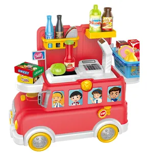 Toptan sıcak satış komik okul otobüsü çocuklar için yazarkasa oyuncak kapalı oyun oynamak kız oyuncaklar hediye