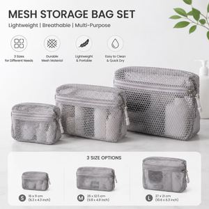 Sac de rangement en maille personnalisé, pochette de voyage, organiseur portable, trousse de toilette à fermeture éclair, organiseur d'objets de petite taille, usine OEM ODM - Product Image 5