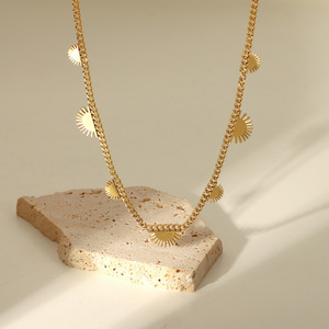 Go Party-collar <span class=keywords><strong>de</strong></span> acero inoxidable chapado en oro <span class=keywords><strong>de</strong></span> 18K para <span class=keywords><strong>mujer</strong></span> y niña, joyería resistente al agua, con encanto, Amanecer, sol, cadena <span class=keywords><strong>cubana</strong></span> - Product Image 3