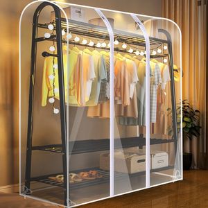 New type of floor-standing dustproof and moisture-proof transparent <b>clothes</b> hanger cover for dormitories - Product Image 1