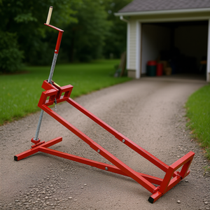 Lève-tondeuse Easy Riding, capacité 800 lb, inclinaison réglable à 45 degrés, rouge, modèle universel pour tracteur, aide au nettoyage - Product Image 2