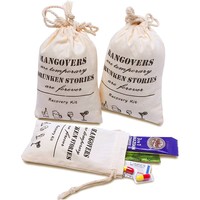 4 "X 6" Kit de gueule de bois Sacs cadeaux en coton Sac à cordon en mousseline pour mariage et enterrement de vie de jeune fille