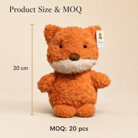 Peluche renard super douce en fourrure courte, 20 cm, rembourrée en coton PP, poupée en fourrure bouclée pour assortiment de vente au détail en boutique de cadeaux