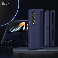 Nouvelles coques arrière en cuir PU pour Samsung Galaxy Z Fold 4 5 6 7 avec support invisible, antichoc et emplacement pour stylet, étui de téléphone pour Z Fold 7