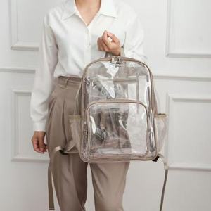 PVC Wholesale Custom Clear Safety <b>Backpack</b> TSA Stadium Safety <b>Backpack</b> Transparent Double Pockets <b>Backpacks</b> for <b>Women</b> Men - Product Image 6