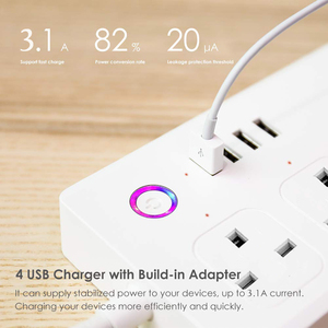 สายต่ออัจฉริยะพร้อมช่องเสียบ USB อุปกรณ์ป้องกันไฟกระชากชนิด WiFi ใช้ได้กับ Alexa Google Home และ <span class=keywords><strong>smartthings</strong></span> - Product Image 3