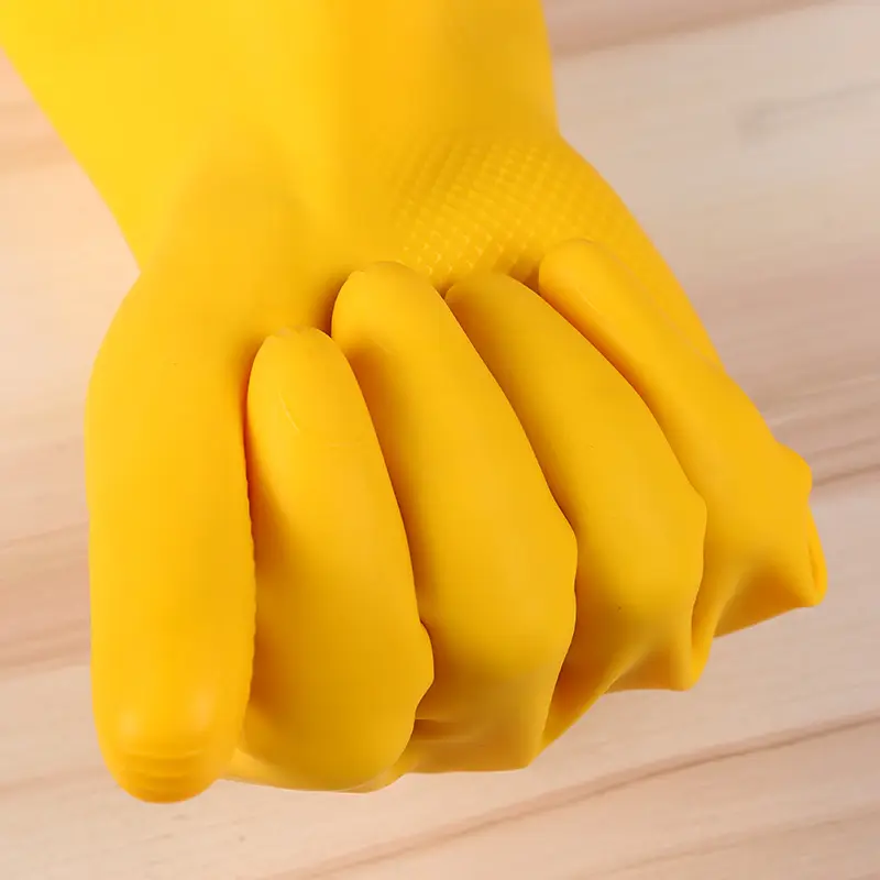 70-100グラム黄色ラテックス洗濯手袋黄色安全手袋建設手袋