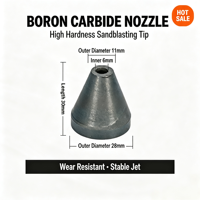 Buse conique en carbure de bore de 30 mm de longueur, accessoires de sablage pour détartrage interne de conduites de 50 à 150 mm, pièces de pistolet de sablage