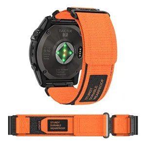 ระบายอากาศไนลอนQuick FitนาฬิกาสําหรับGarmin Fenix5 5Plus 6 ตะขอและห่วงไนลอนVelcroesสายFenix5X 6X 7X Tactix D2