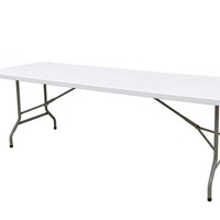 Table pliante rectangulaire populaire de 8 pieds en plastique HDPE blanc pour événements intérieurs/extérieurs, fêtes, mariages, pique-niques et repas