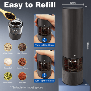 Moulin à épices électrique de qualité alimentaire, broyage principal, réglage de la grosseur, moulin à sel et à poivre électrique avec lumière LED - Product Image 3