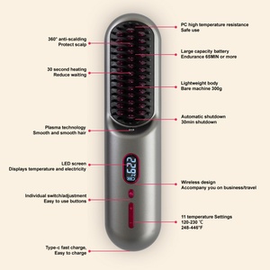 หวีไฟฟ้าไร้สายแบบพกพา ยอดนิยม ชาร์จผ่าน USB หวีร้อน 2 in 1 ปล่อยประจุลบ - Product Image 3