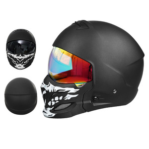 Casco de motocicleta abatible con estampado gráfico y visera de color, casco integral para adultos para montar en motocicleta de calle - Product Image 2
