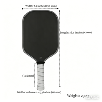 Raket Pickleball Serat Karbon Mentah T700 yang Disetujui USAPA, Inti EPP Berputaran Tinggi 16mm Thermoformed, Profesional, Portabel, dan Tahan Lama