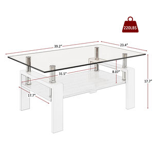 Mesa de centro moderna rectangular de dos capas con mesa de centro de <span class=keywords><strong>almacenamiento</strong></span> para sala de estar envío gratis - Product Image 4