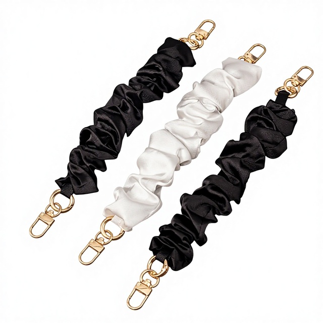 Solid Pleated Elastic Phone Wrist Lanyard Gold Buckle Removable Portable Hand Strap Phone Charm Key Bag Accessories