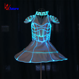 Abito Catsuit LED 3D Luminoso con Gonna da Balletto <span class=keywords><strong>Sexy</strong></span> in Fibra Ottica a Colori Completi, Abbigliamento da Danza Luminoso, Vestito Luminoso per Danza - Product Image 4