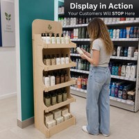 Exhibidor de Madera Contrachapada de 5 Niveles para Tienda de Cuidado Personal, Estante de Madera para Piso, Fácil de Montar, Certificado FSC