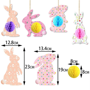 Ensemble de guirlandes en papier Joyeuses Pâques, design personnalisé pour <span class=keywords><strong>la</strong></span> décoration de fête sur <span class=keywords><strong>le</strong></span> thème du lapin, fournitures à suspendre - Product Image 1