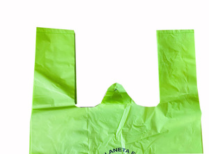 Bolsa de Camiseta Biodegradable Verde 100% de Almidón de Maíz para Compras - Product Image 3