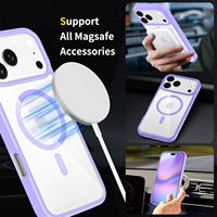Coque de téléphone transparente en métal TPU givré magnétique pour 17 Pro Max avec emballage de sac de protection de caméra OPP