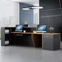 Nouveau design de mobilier de bureau moderne en bois en forme de L comptoir de réception de bureau commercial