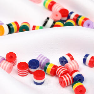 Cuentas sueltas de cilindro a rayas de resina de Color de diseño innovador, cuentas de agujero recto, accesorios de bricolaje - Product Image 6
