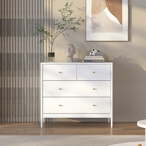 Cómoda infantil blanca de 4 cajones, gabinete de almacenamiento de madera para dormitorio de niños pequeños, armario de guardería, organizador de mesita de noche para bebés - Product Image 4