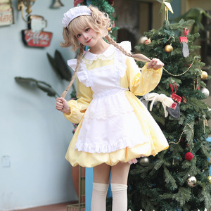 Lolita Maid Cosplay Costume Black White Polyester Dress For Anime Role Play 14 Years Up - Product Image 3