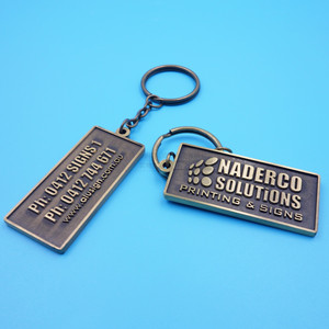 Porte-clés personnalisé en alliage de zinc gaufré, style vintage bronze, pour cadeaux publicitaires d'entreprise, promotion durable - Product Image 1