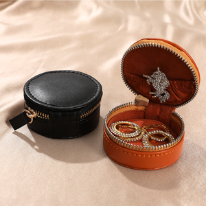 Custom Logo PU <b>Leather</b> Velvet Jewelry Box Organizer Portable Travel Case for Necklaces Earrings Rings with Zipper - Product Image 2