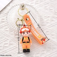 Nouveau porte-clés en PVC de pompier de dessin animé avec revêtement en résine - Breloque pour voiture et sac, petit cadeau