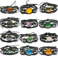 Bracelet ajustable en agate naturelle, améthyste, cristal de guérison, cabochon, œil de tigre, options DIY durables, Chine