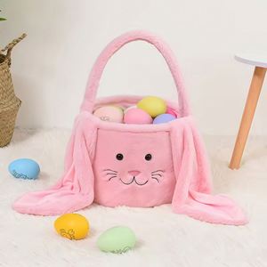 Panier de Pâques personnalisé avec nom brodé, cadeau pour enfants, panier en peluche douce classique pour bonbons et friandises, garçons et filles - Product Image 3