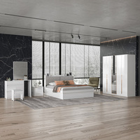 Prix de gros Ensembles de chambre à coucher en MDF avec lits capitonnés en bois Style nordique Ensemble de meubles de chambre à coucher pour filles Ensembles de chambre à coucher king size