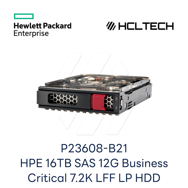 P23608-B21 HPE 16TB SAS 12G Business Critical 7.2K LFF LP 1-year Warranty Helium 512e ISE Multi Vendor HDD