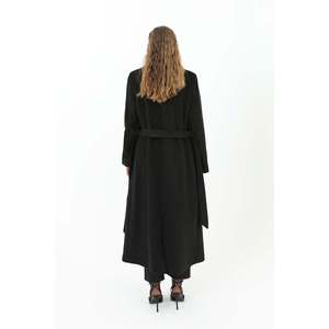 Abrigo de mujer con doble botonadura y cinturón - 15170KBN - NEGRO - Product Image 2