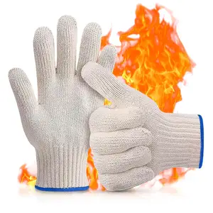 Extreme White Aramid 500 Graus Luvas Resistentes Ao Calor BBQ Forno à Prova de Fogo Silicone gel Antiderrapante BBQ Luvas Para Cozinha