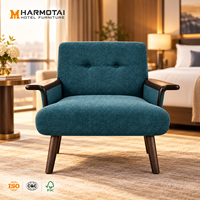 Fauteuil d'appoint de luxe en bois massif, rembourré en tissu, moderne, pour hall d'hôtel, chambre d'hôtes, école, chambre à coucher