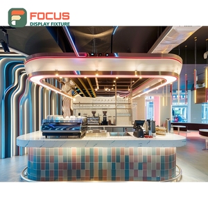 Creative Coffee Service Counter Front Cashier Zone Barista Area Oak Grain Cafe Service Counter - Product Image 5