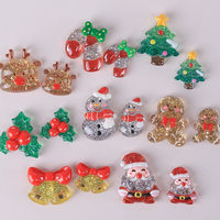Breloques en résine de Noël scintillantes Père Noël à dos plat pour accessoires de coque de téléphone DIY et pinces à cheveux