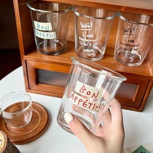 Taza de leche de vidrio grueso con letras <span class=keywords><strong>Bon</strong></span> Appetit, reutilizable para bebidas de oficina, bebidas heladas Americano, bebidas de moda - Product Image 3