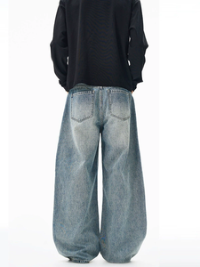 <span class=keywords><strong>Jeans</strong></span> curvo da uomo con baffo di gatto lavato classico americano per uomo e donna, pantaloni <span class=keywords><strong>lunghi</strong></span> vintage <span class=keywords><strong>larghi</strong></span> - Product Image 6