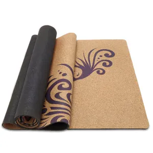 best selling yoga products 100% natural cork TPE yoga mat with custom printed logo