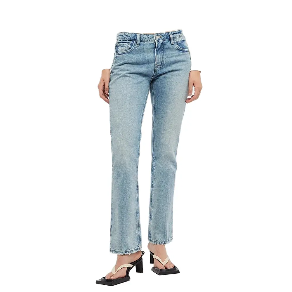 بناطيل جينز نسائية من الدنيم بعلامة تجارية خاصة من صانعي القطع الأصلية بناطيل جينز عصرية منخفضة الارتفاع مطاطة حسب الطلب مناسبة للنساء