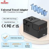 Adaptateur de voyage multi-prises tout-en-un Foxcan certifié CE FCC RoHS, nouvelle arrivée, 100W GaN, chargeur rapide 3 ports Type-C