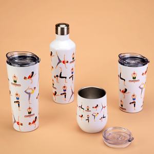Ensemble de cadeaux par sublimation : Bouteille d'eau/<span class=keywords><strong>Mug</strong></span> <span class=keywords><strong>isotherme</strong></span> à double paroi en acier inoxydable, série Yoga, multi-capacités - Product Image 6