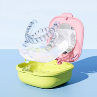 Boîte de rangement multifonctionnelle avec miroir pour prothèses dentaires, étui portable pour appareils orthodontiques