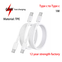 Kabel PD 60W USB C ke USB Tipe C Kabel Data Pengisian Cepat untuk Samsung Xiaomi Macbook iPad Jalur Data Tipe C ke Tipe C